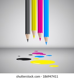 Vector color pencils, CMYK concept