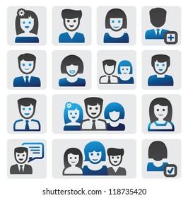 vector color people icons set on gray