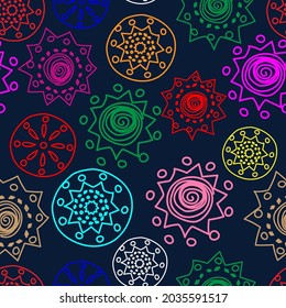 Vector Color. Perforated patterns Papel Picado pattern, hand-drawn solid laces. Hispanic Heritage Month. Polygonal seamless pattern for web banner, poster, cover, splash, social network.