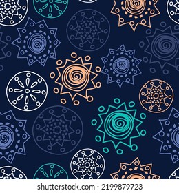 Vector Color. Perforated patterns Papel Picado pattern, hand-drawn solid laces. Hispanic Heritage Month. Polygonal seamless pattern for web banner, poster, cover, splash, social network.