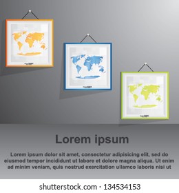 Vector color picture set on wall