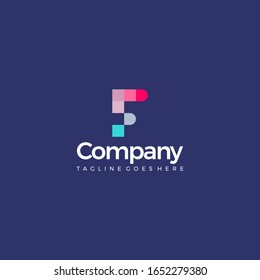 vector color pixel initial letter f design template