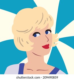 Vector color portrait of retro woman 