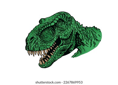 Vector color portrait of tyrannosaurus isolated on white, graphical lizard