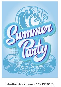 Vector color poster template for summer party.