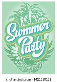 Vector color poster template for summer party.