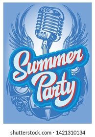 Vector color poster template for summer party.