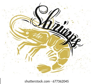 vector color prawn icon on white background