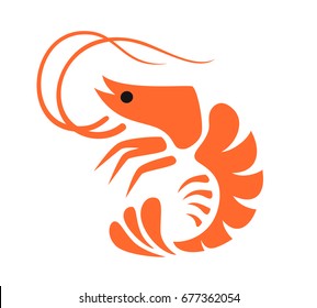 Vector Color Prawn Icon On White Background