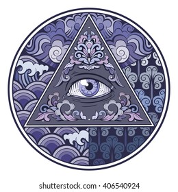 Vector Color Pyramid Eye Circle Illustration