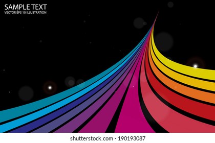 Vector color  rainbow background illustration curvatures - Curved rainbow color background template