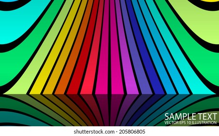 Vector color rainbow design background illustration - Abstract color curved  background illustration