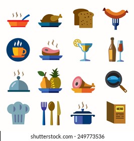 vector color Restaurant icons on white background