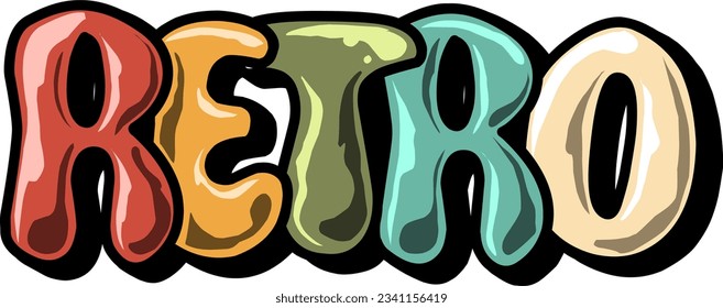 Vector of color retro bubble font illustration 