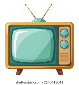 Vector Color retro tv set isolated illustration on white background. 