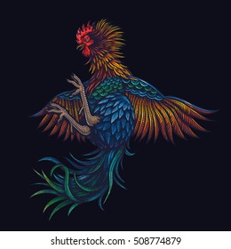 Vector Color Rooster Illustration