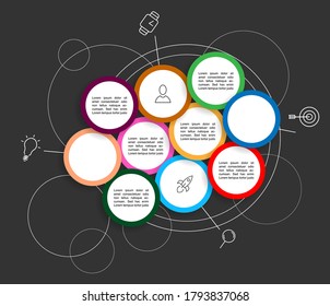 Plantilla de infografía de redondeo de color vectorial con fondo de estilo abstracto y con lugar para el contenido