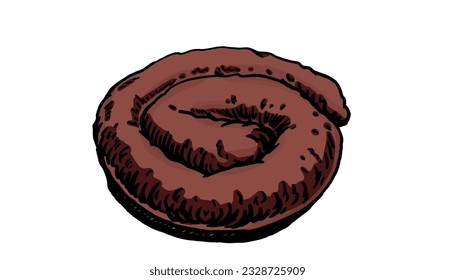 Vector color sausage isolated on white background, butchery product. Meat element for design