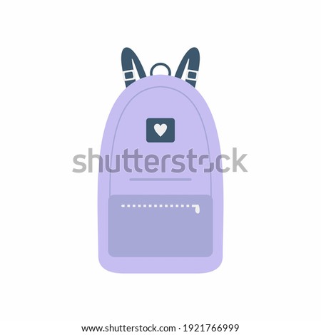 Vector color school backpacks. Cute stylish backpacks for schoolchildren, students, travellers and tourists. Back to School rucksack flat vector illustrations isolated on white background.