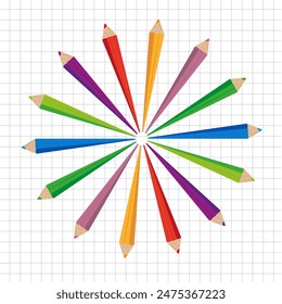 Vector color school crayons set circle for kids