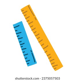 Vector color school rulers in centimeters and inches set.