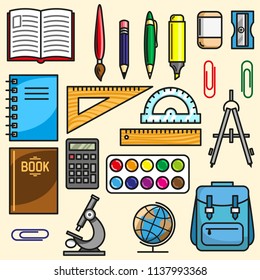 
Vector color school tools