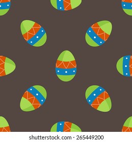 vector color seamless easter eggs pattern on brown background