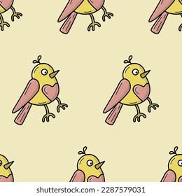 Vector color seamless pattern with birds. Summer, spring,nature, paper, office supplies, web design.