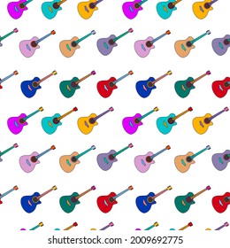 vector color seamless pattern colorful acoustic guitar