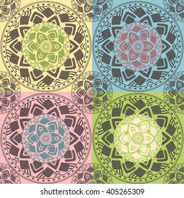 Vector color seamless pattern with geometric ornament