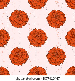 Vector color seamless pattern of marigold flowers