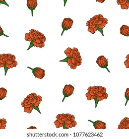 Vector color seamless pattern of marigold flowers