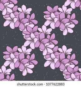 Vector color seamless pattern of plumeria flowers