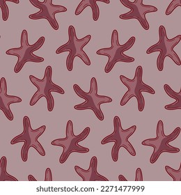 Vector color seamless pattern with starfish.