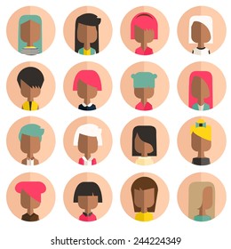 Vector color set avatar african or arabic people