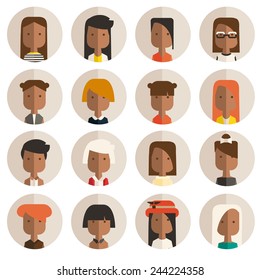 Vector color set avatar african or arabic people