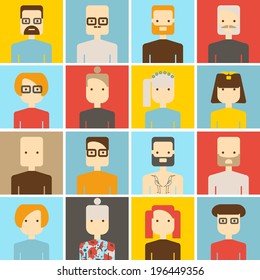 vector color set avatar people