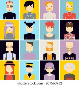 Vector color set avatar people