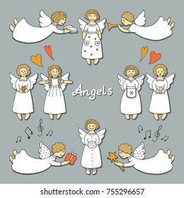 vector color set with christmas angels