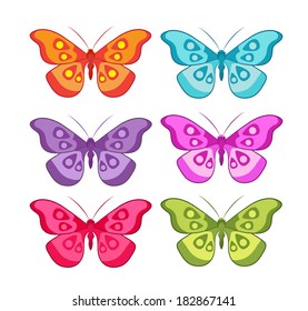 vector color set of colored butterflies