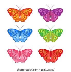vector color set of colored butterflies