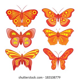 vector color set of colored butterflies