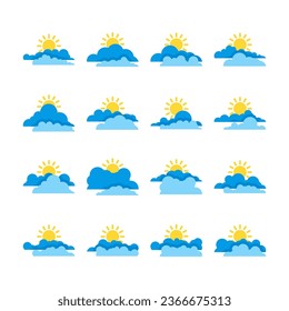 Vector Color Set of Different Sun Clouds Illustration