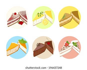 Vector color set of pieces of cake