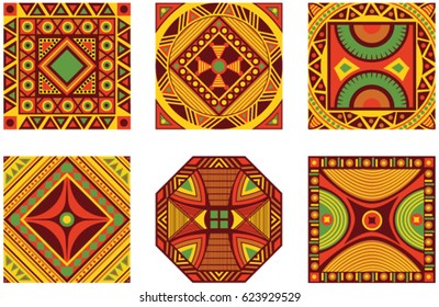 Vector color set of square African ornament