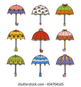 Vector color set of umbrellas