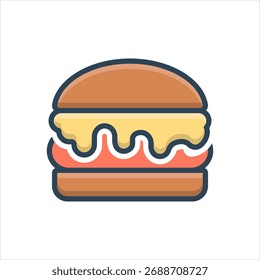 Icono de sombra de color de Vector para hamburguesa