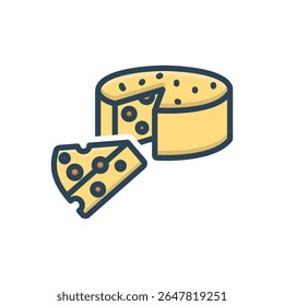 Ícone de sombra de cor de vetor para queijo