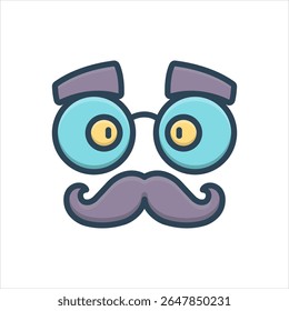 Ícone de sombra de cor de vetor para bigode falso