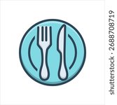 Vector color shadow icon for knife fork